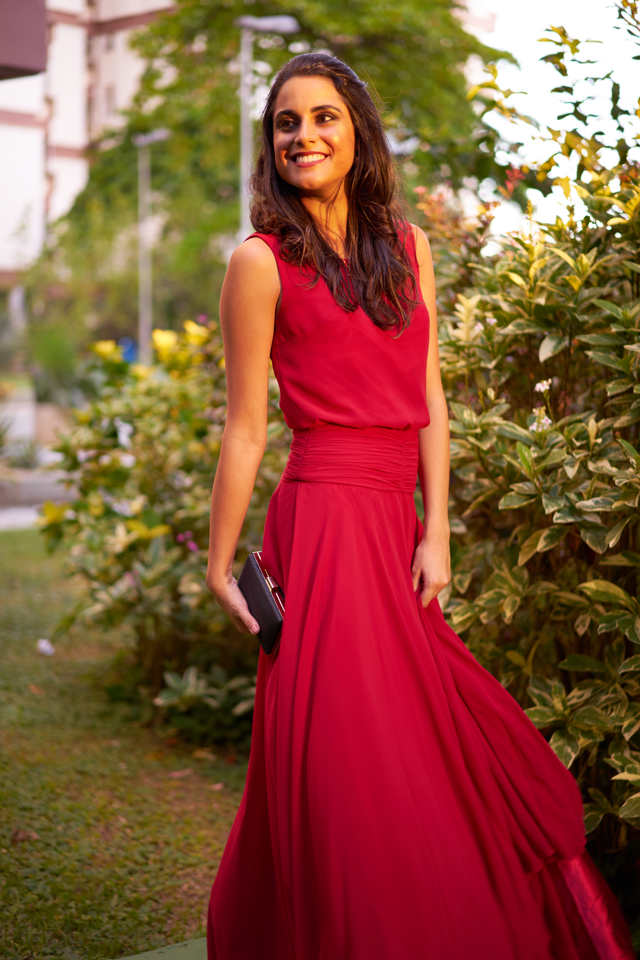 Vestido Rojo Ideal Para ir a un Matrimonio de Día y de Noche